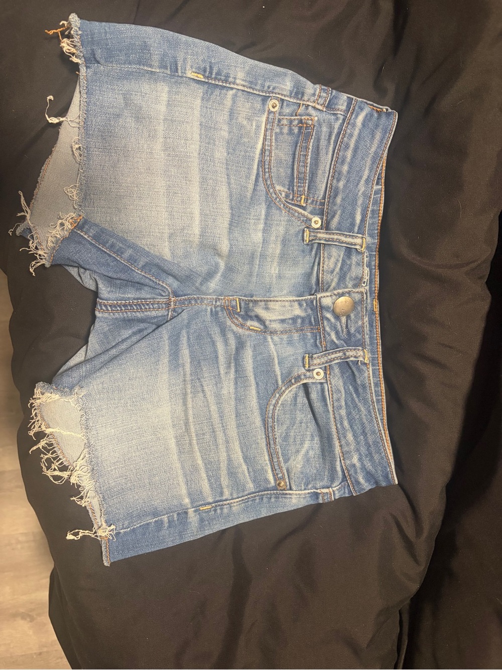 American Eagle Outfitters Light Blue Frayed Hem Denim Shorts